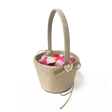 Flower Girl Basket- Rustic Burlap and Rustic Lace