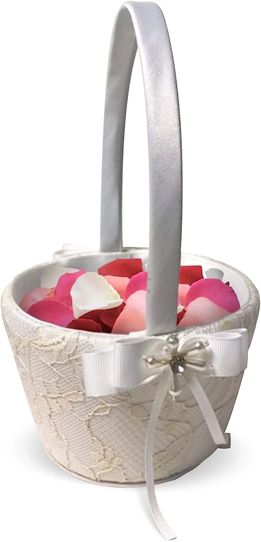 Flower Girl Basket- White Laced