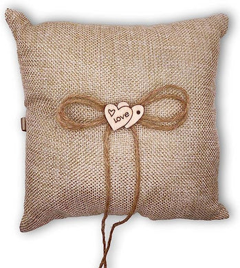 Burlap Ring Bearer Pillow - Rustic