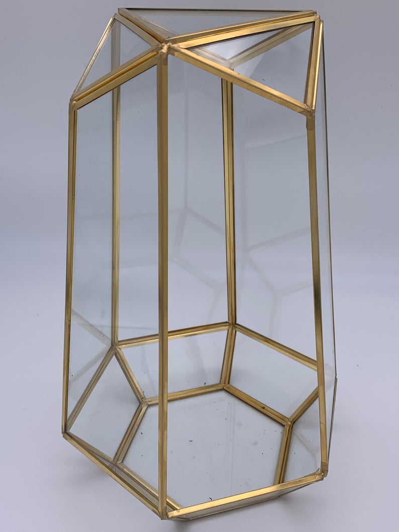 geometric glass succulent planter Geometric Glass Terrarium Planter & Succulent Planter- Tall