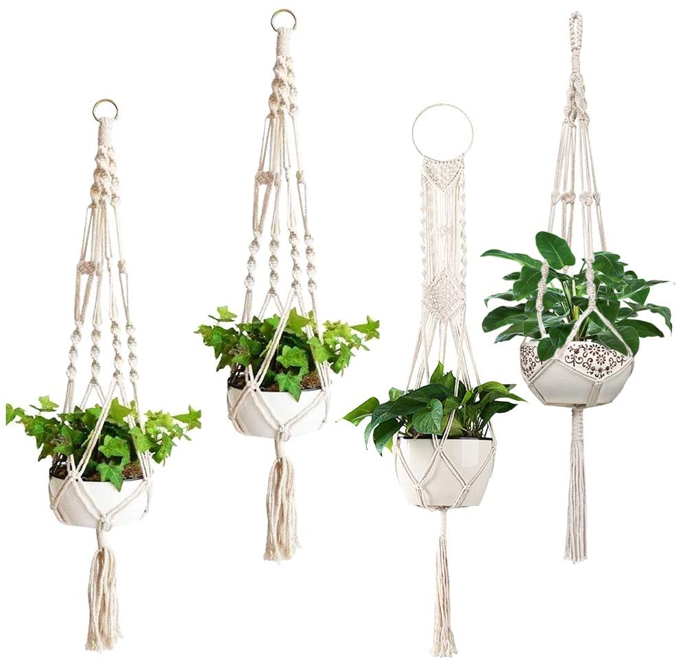 hanging plant hooks indoor Plant Hanger Set of 2 Indoor Hanging Planter, Handmade Hanging Plant Holder- 43 Inch, 4 Legs Boho Chic