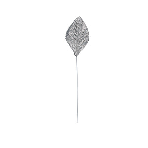 Atlantic Never Wilt™ Corsage Leaf, Glitter Silver 2-1/4"
