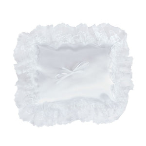 Atlantic Rectangle Pillow White Satin Ruffle 9"