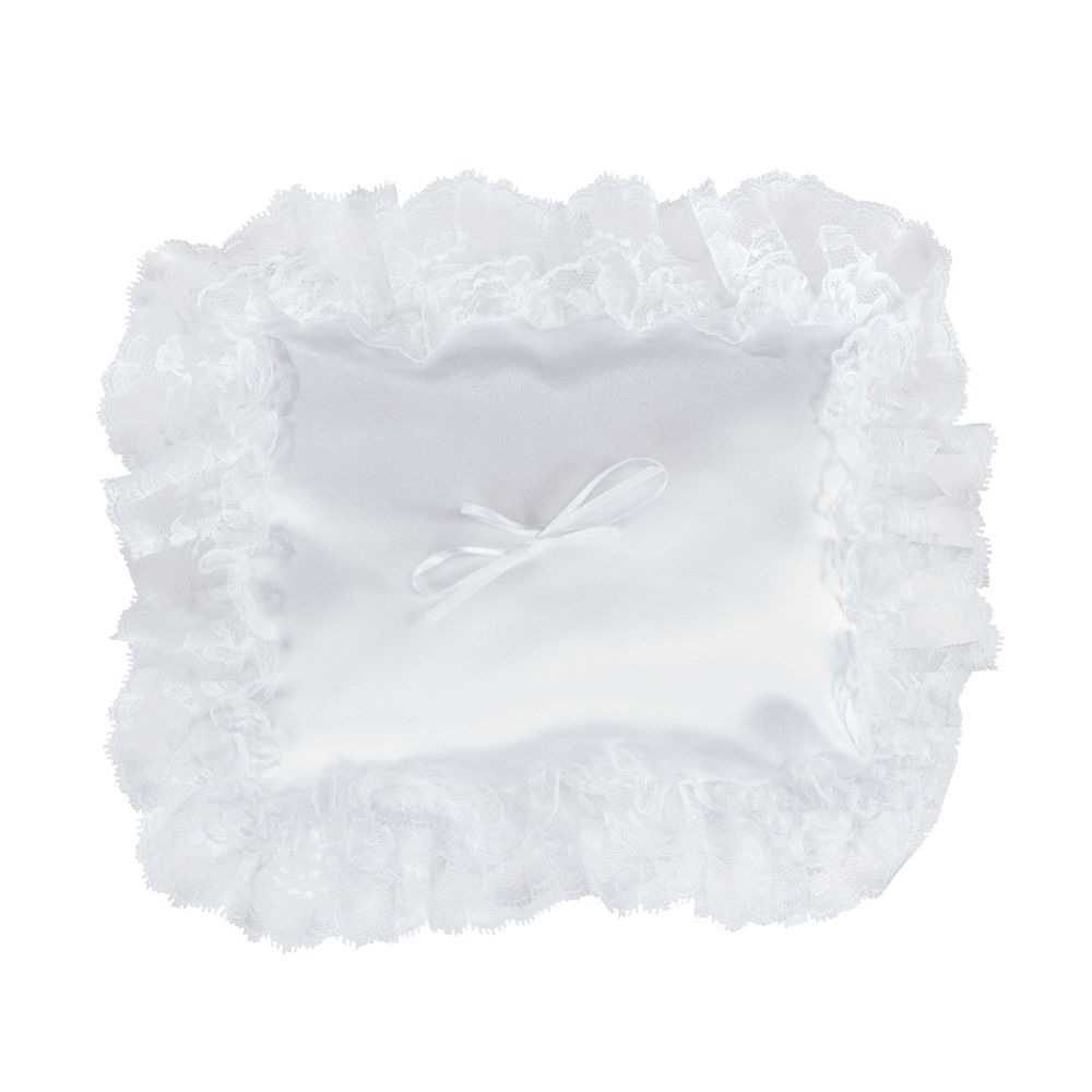 Atlantic Rectangle Pillow White Satin Ruffle 9