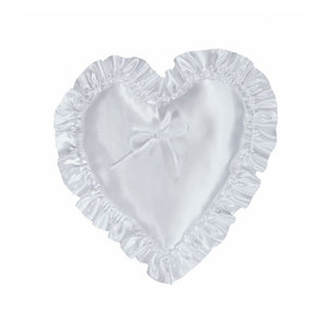 Atlantic Heart Pillow White Satin Ruffle 10"