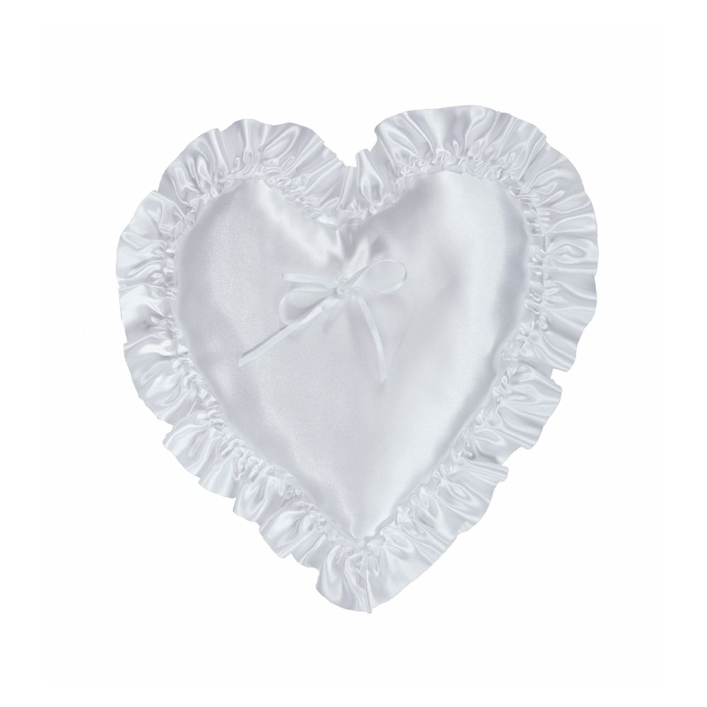Atlantic Heart Pillow White Satin Ruffle 10