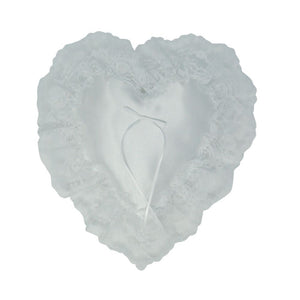 Atlantic Heart Pillow White Lace Ruffle 12"