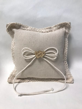 Load image into Gallery viewer, Burlap Ring Bearer Pillow - Laced Rustic