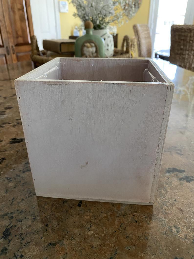 Wooden Vase, 6x6x6 Vase w/ hard plastic square liner insert 16 pieces/pack